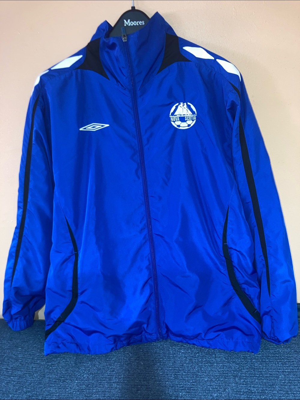 Vintage Umbro Nova Scotia Bright Blue Full-Zip Soccer Track Jacket